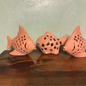 Terracotta Decorative Fish Sculptures with Cutout Patterns